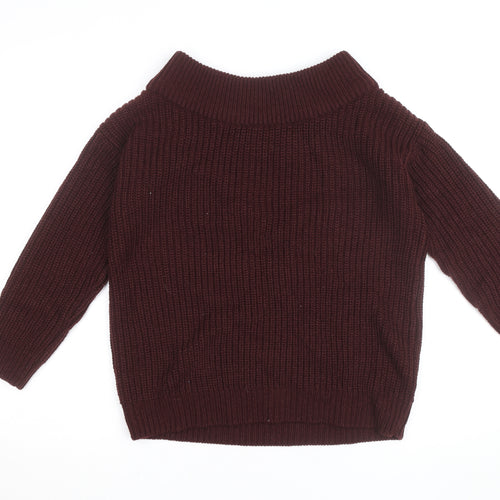 New Look Women’s Burgundy Roll Neck Chunky Knit Jumper Size S