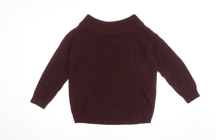 New Look Women’s Burgundy Roll Neck Chunky Knit Jumper Size S
