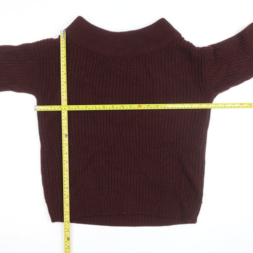 New Look Women’s Burgundy Roll Neck Chunky Knit Jumper Size S