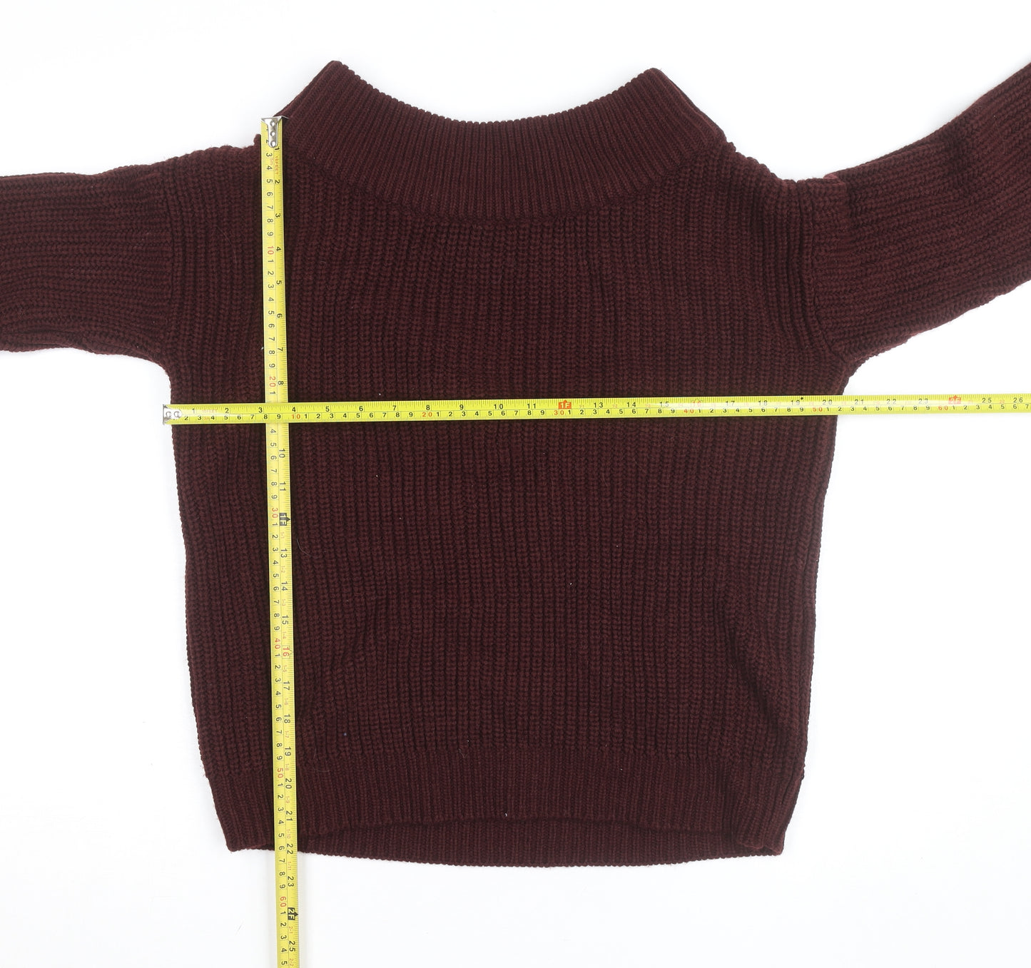 New Look Women’s Burgundy Roll Neck Chunky Knit Jumper Size S