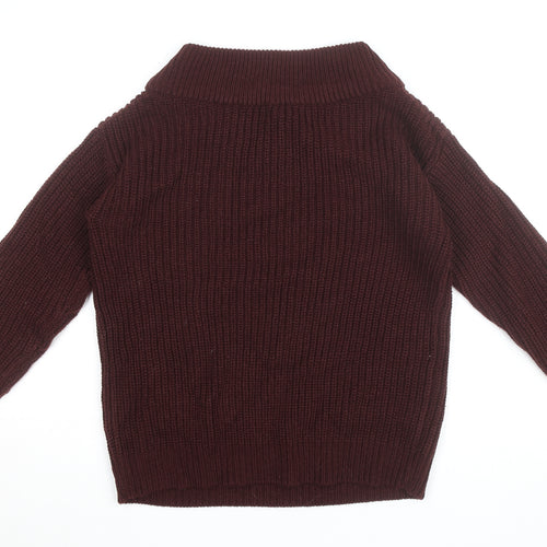 New Look Women’s Burgundy Roll Neck Chunky Knit Jumper Size S