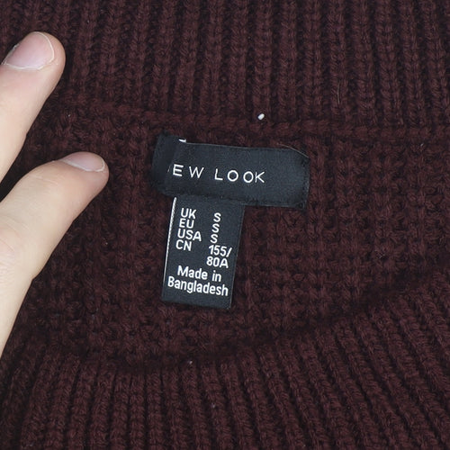 New Look Women’s Burgundy Roll Neck Chunky Knit Jumper Size S