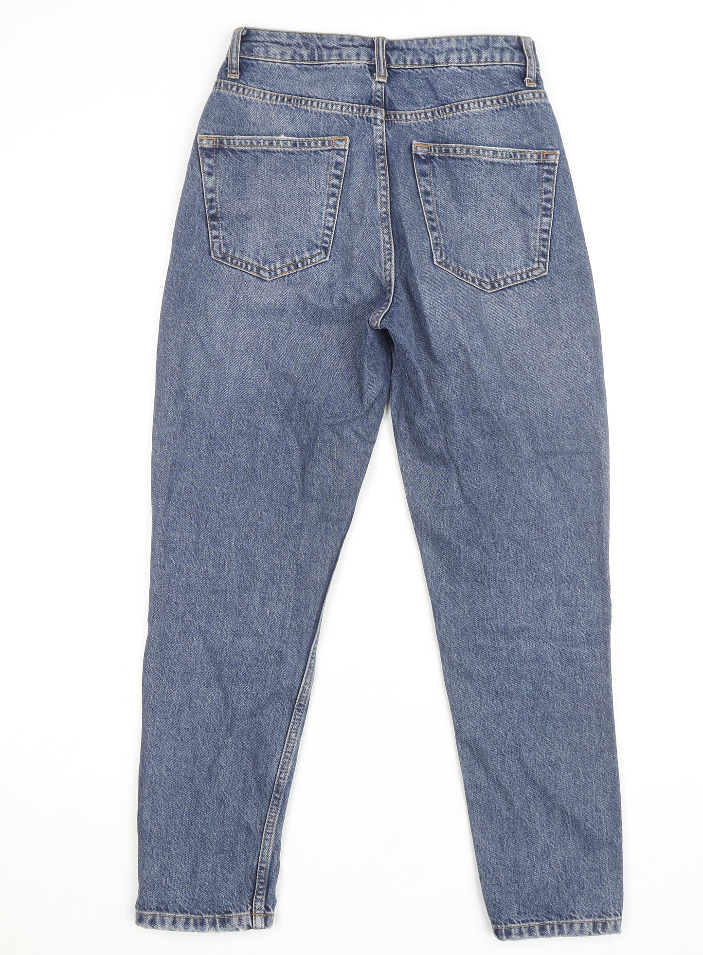 Topshop Women’s Blue Mom Jeans W25 L30 Denim High Rise 100% Cotton