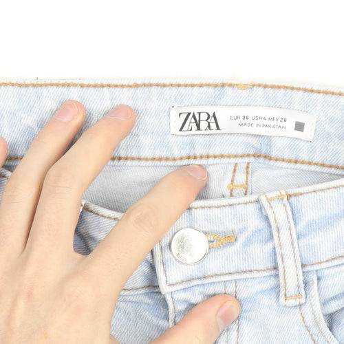 ZARA Women Blue High Rise Flared Denim Jeans Size 8