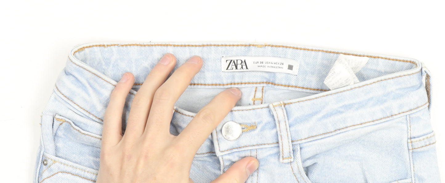 ZARA Women Blue High Rise Flared Denim Jeans Size 8