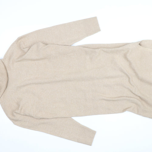 New Look Women Beige Roll Neck Long Sleeve Tunic Jumper Size M