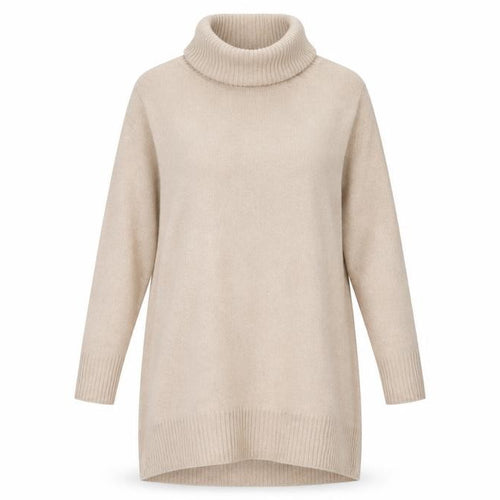 New Look Women Beige Roll Neck Long Sleeve Tunic Jumper Size M