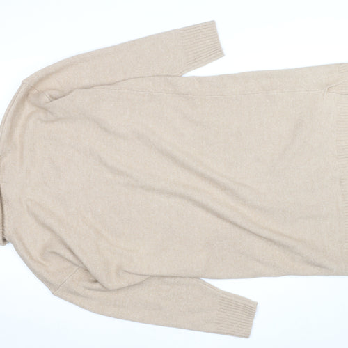 New Look Women Beige Roll Neck Long Sleeve Tunic Jumper Size M