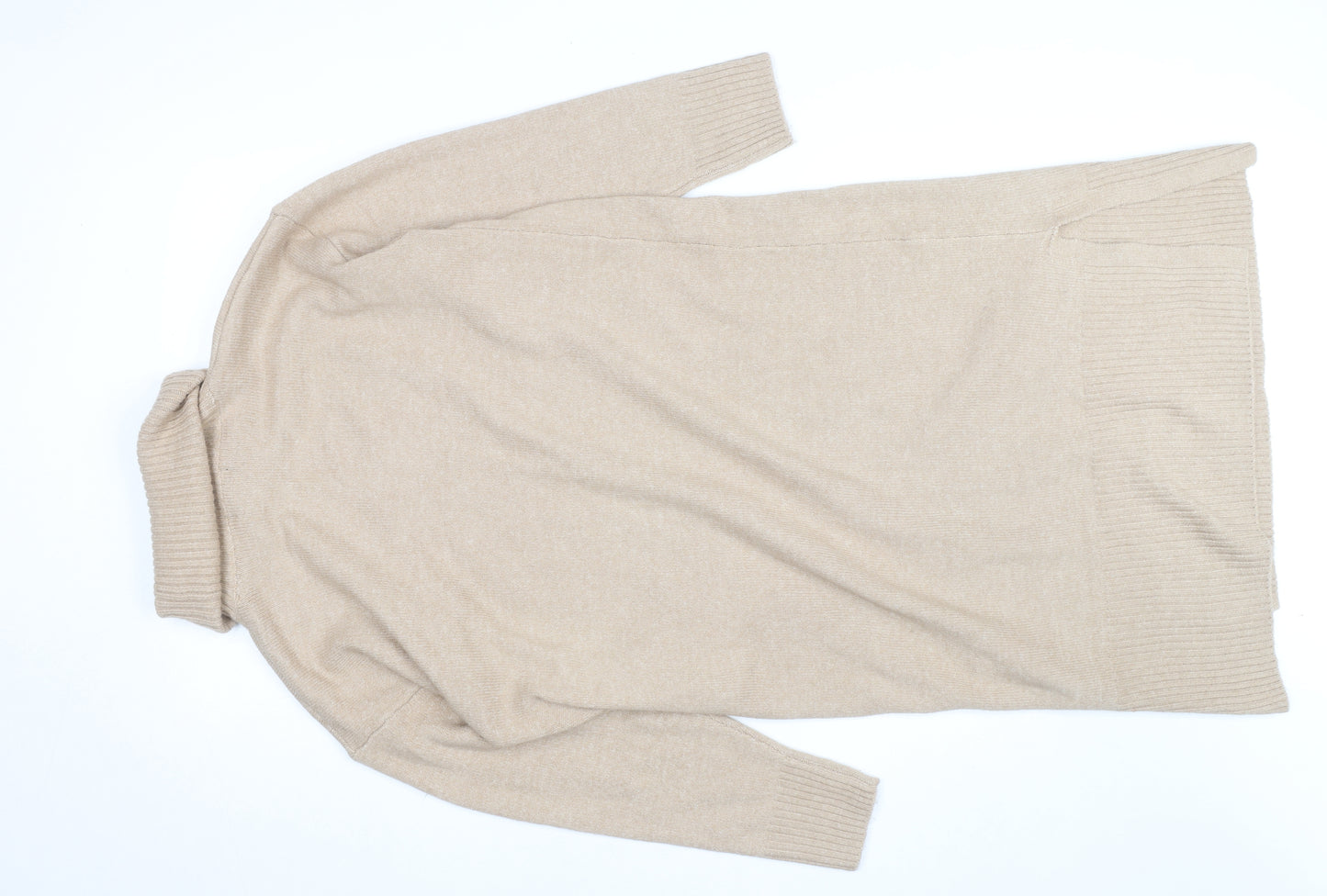 New Look Women Beige Roll Neck Long Sleeve Tunic Jumper Size M
