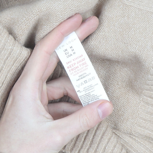 New Look Women Beige Roll Neck Long Sleeve Tunic Jumper Size M
