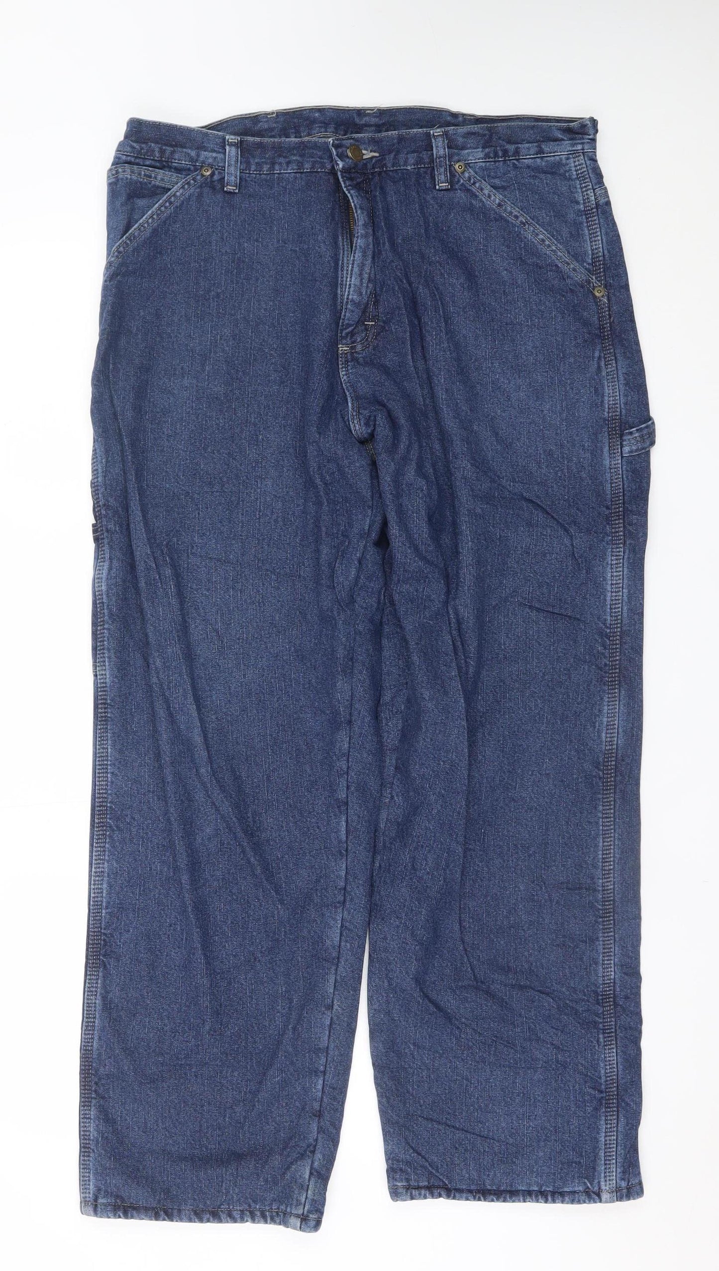 Wrangler Men's Blue 34x30 Regular Fit Straight Denim Jeans