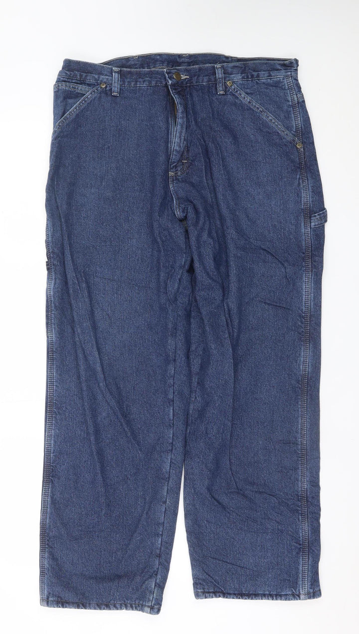 Wrangler Men's Blue 34x30 Regular Fit Straight Denim Jeans