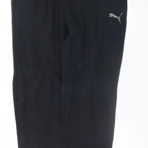 Puma Men's Black Fleece Sweatpants L Regular Fit Drawstring Trousers