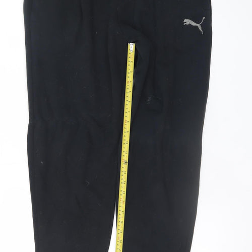 Puma Men's Black Fleece Sweatpants L Regular Fit Drawstring Trousers