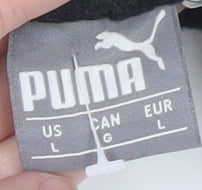 Puma Men's Black Fleece Sweatpants L Regular Fit Drawstring Trousers