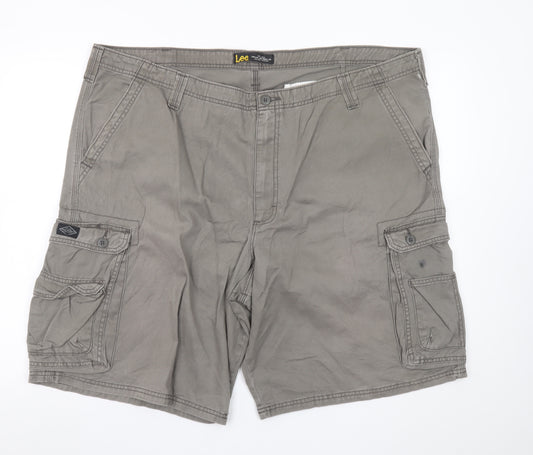 Lee Men's Grey Cotton Cargo Shorts Size 46 Regular Fit