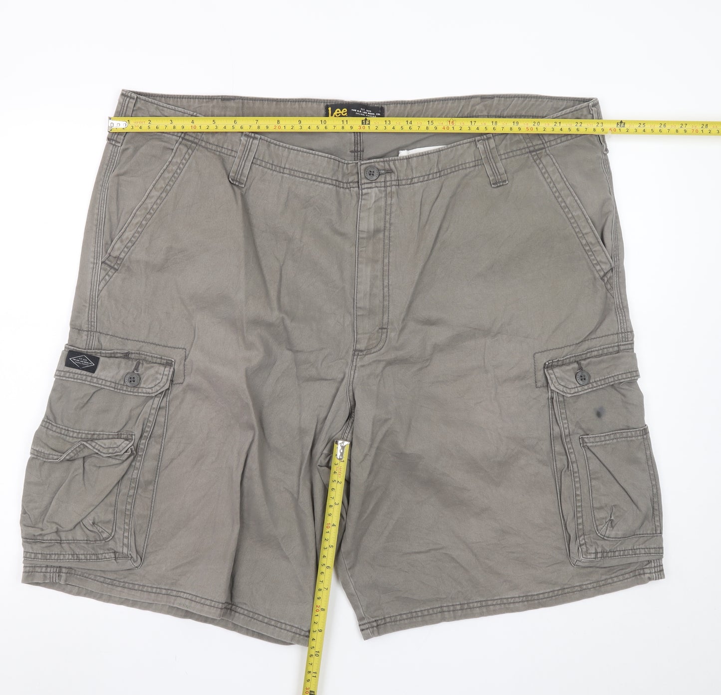 Lee Men's Grey Cotton Cargo Shorts Size 46 Regular Fit
