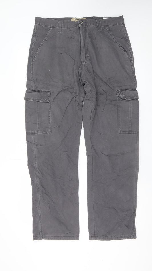 Wrangler Authentics Men's Grey Cargo Trousers 32x32 Cotton Regular Fit