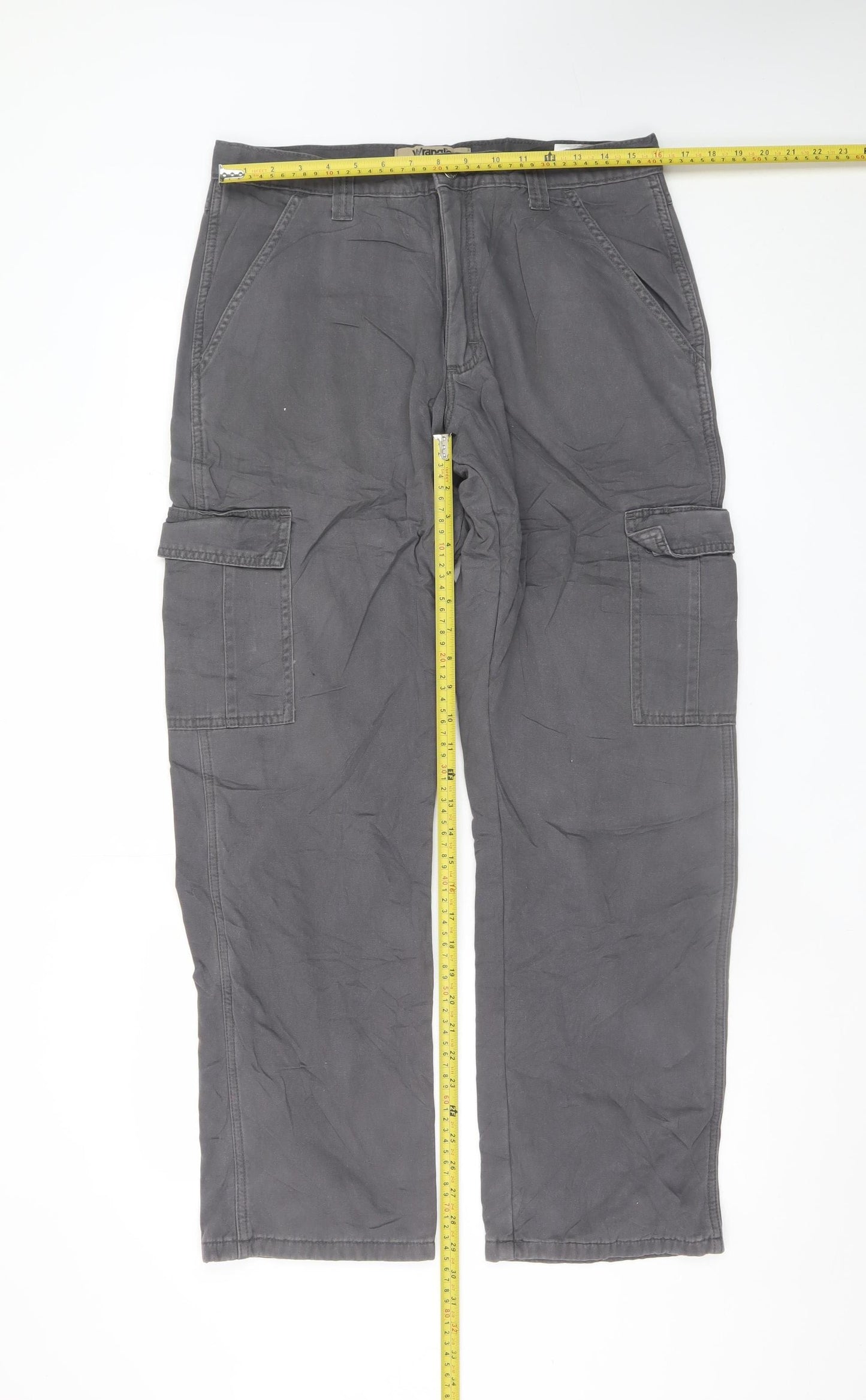 Wrangler Authentics Men's Grey Cargo Trousers 32x32 Cotton Regular Fit