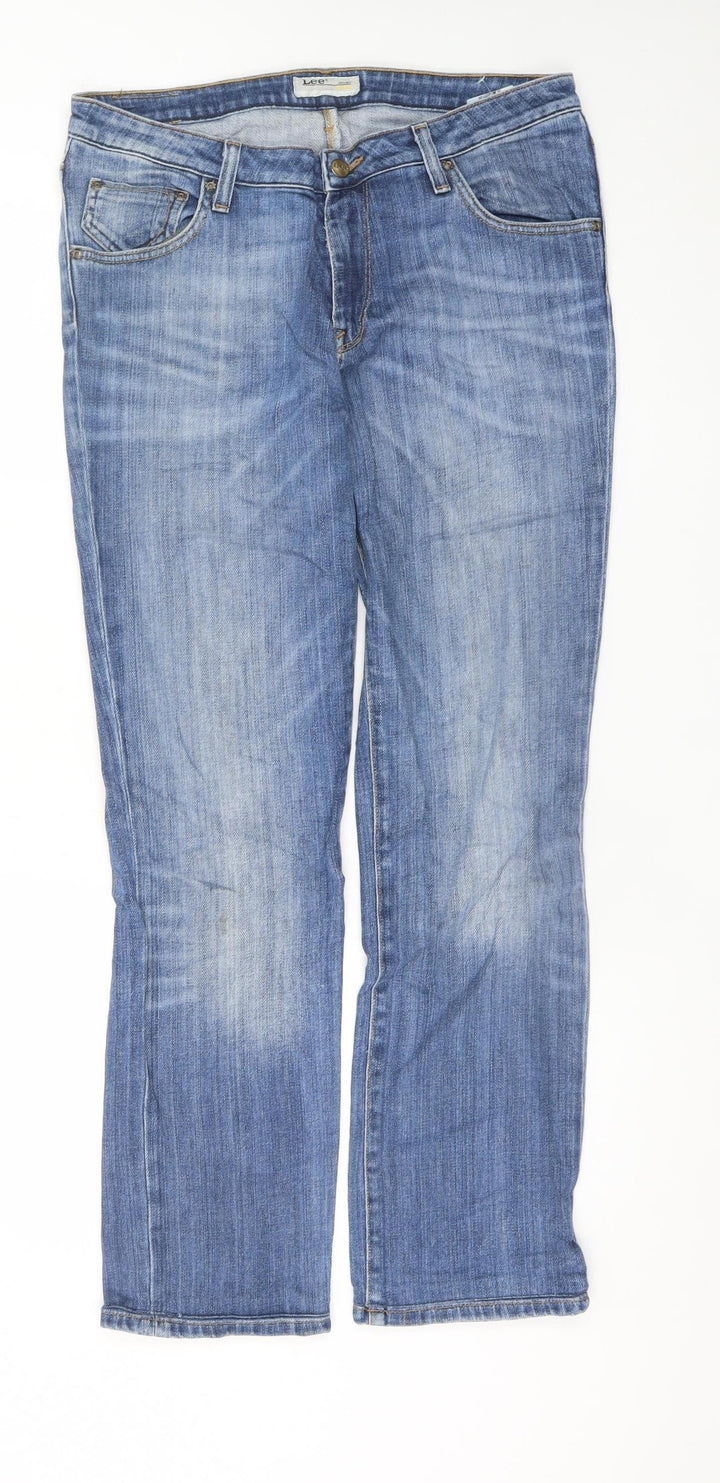 Lee Women’s Blue Marion Straight Jeans Size 16 Regular Stretch Denim