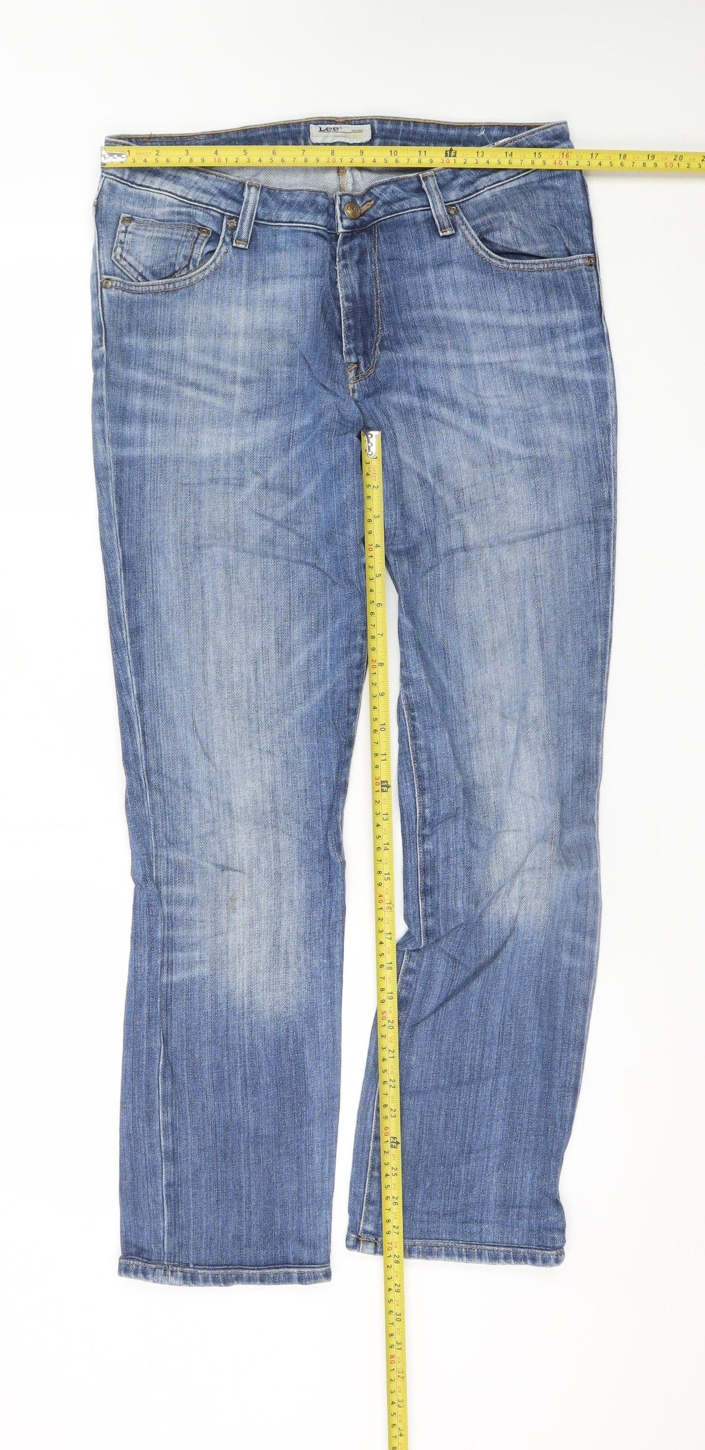 Lee Women’s Blue Marion Straight Jeans Size 16 Regular Stretch Denim