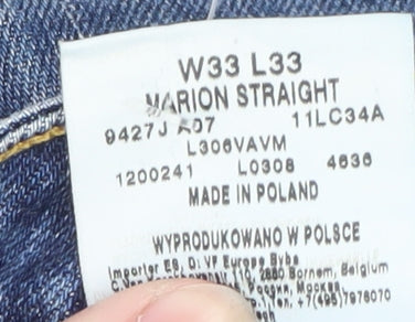 Lee Women’s Blue Marion Straight Jeans Size 16 Regular Stretch Denim