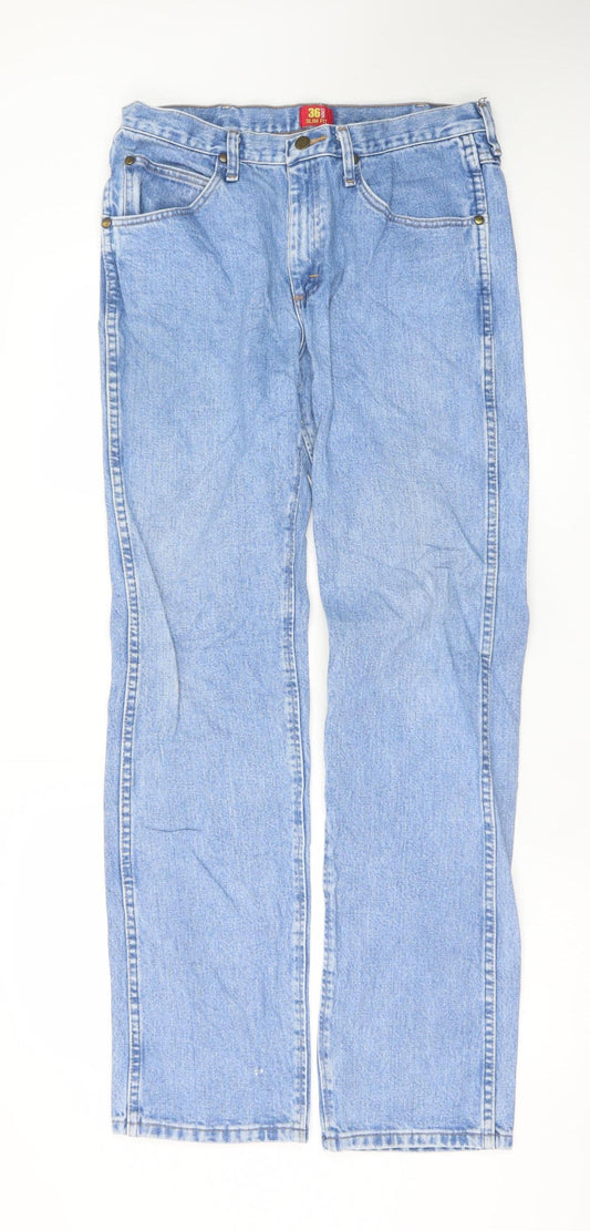 Wrangler Men's Blue Jeans 33x34 Slim Fit Straight Denim