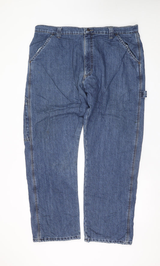 Wrangler Men's Blue 38x32 Relaxed Straight Denim Jeans