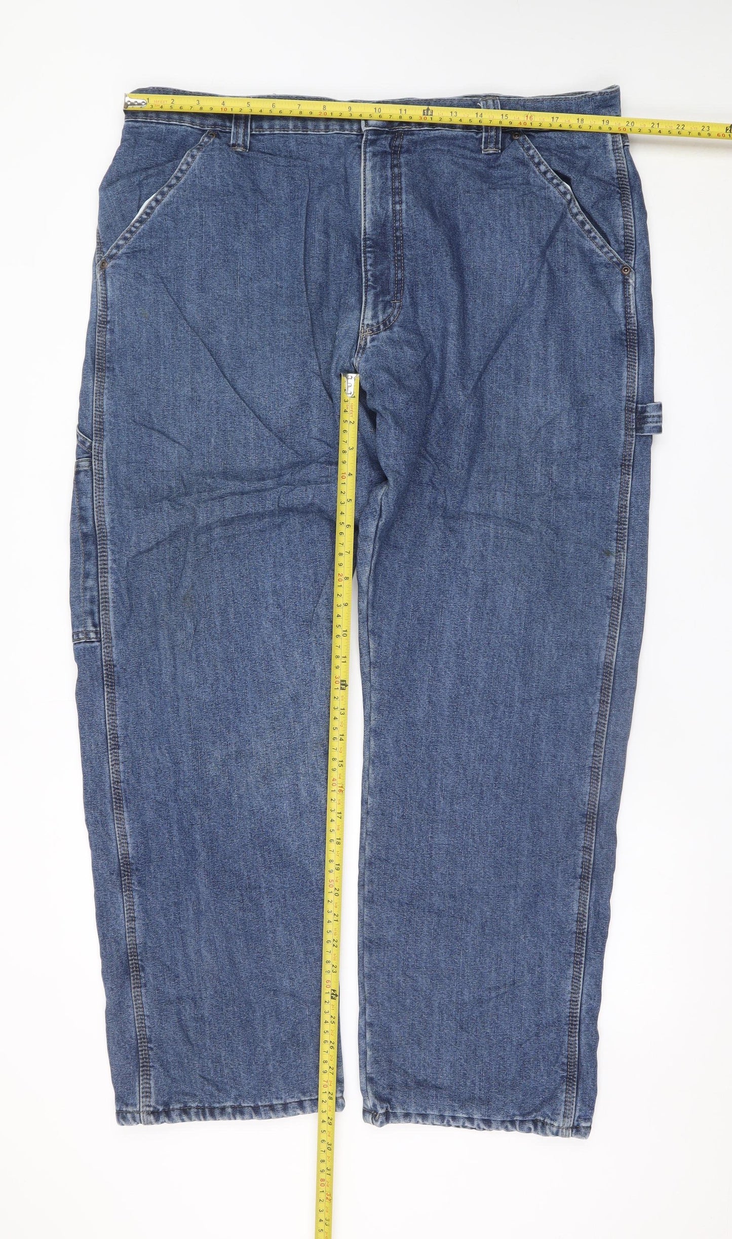 Wrangler Men's Blue 38x32 Relaxed Straight Denim Jeans