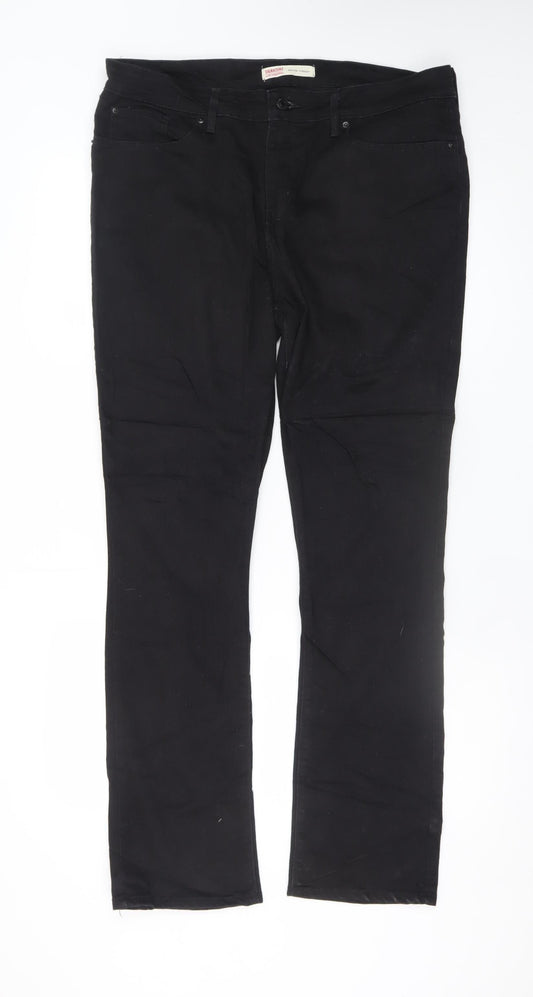 Levi Strauss Women's Black Mid-Rise Straight Jeans Size 16