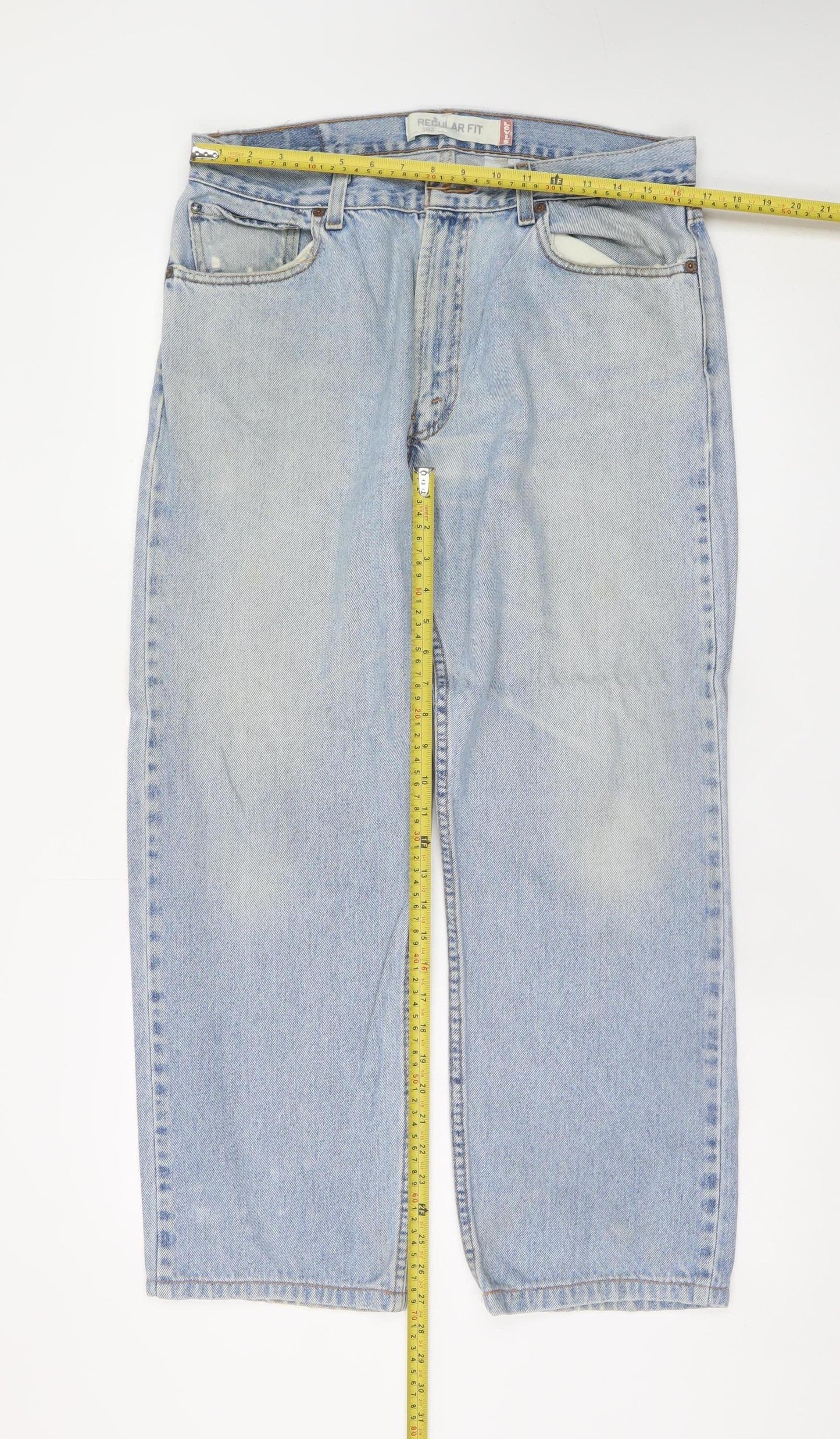 Levi’s 505 Regular Fit Light Blue Denim Jeans Men W36 L32