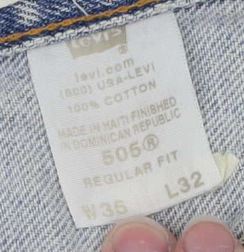 Levi’s 505 Regular Fit Light Blue Denim Jeans Men W36 L32