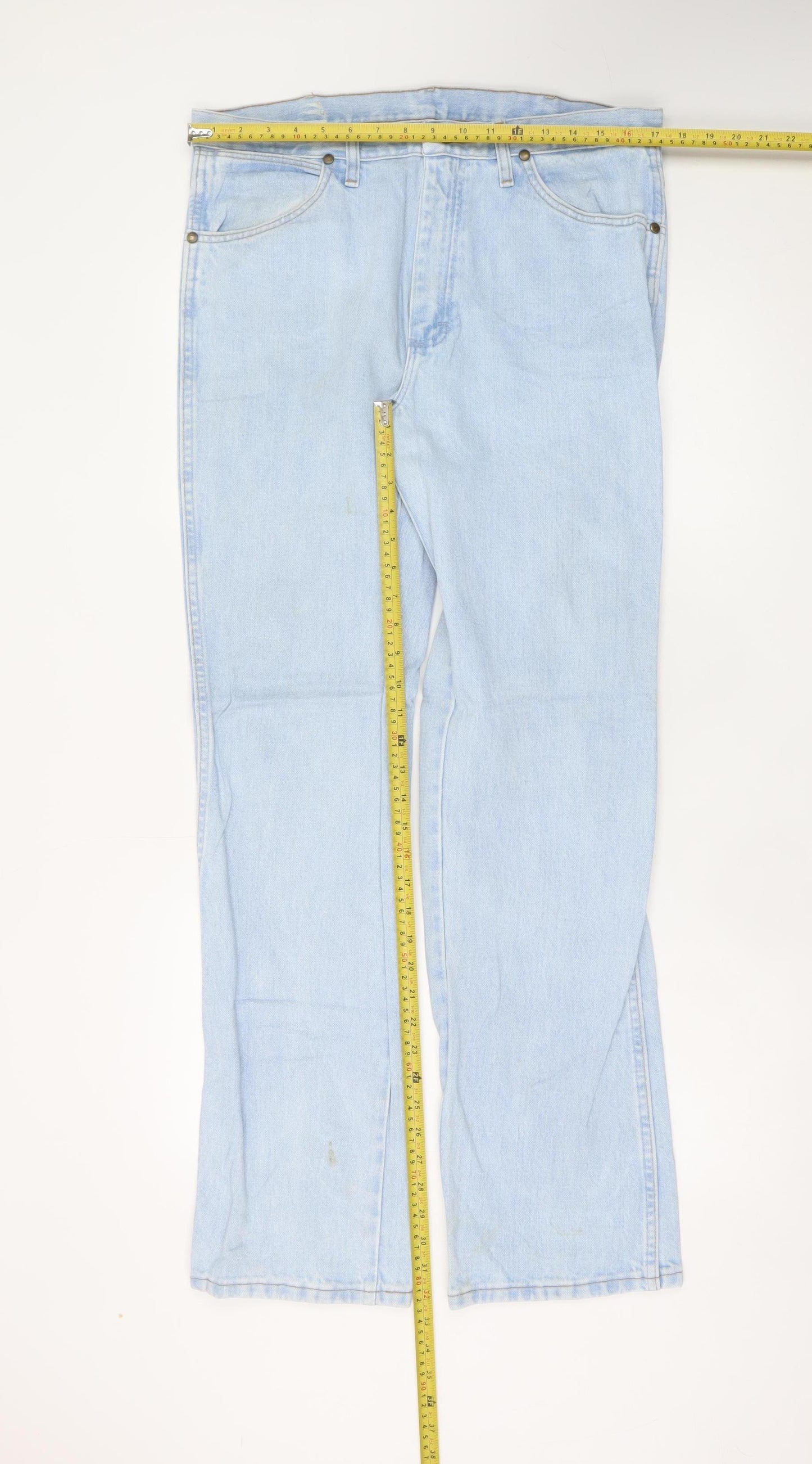 Wrangler Women Blue 16 Straight Leg Light Wash Denim Jeans