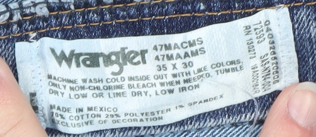 Wrangler Men's Blue Straight Leg Comfort Fit Jeans 35W 30L
