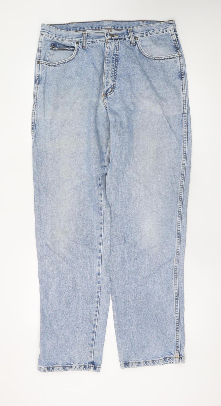 Wrangler Men's Blue Light Wash Straight Jeans 36x32 Classic Denim