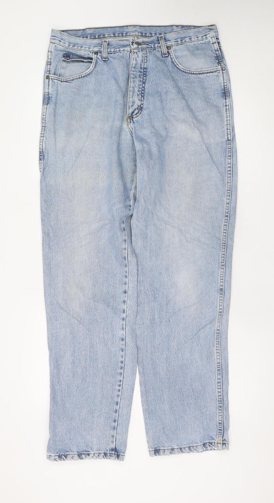 Wrangler Men's Blue Light Wash Straight Jeans 36x32 Classic Denim