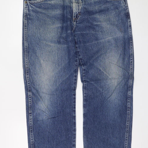 Wrangler Men's Blue Regular Fit 34x30 Straight Denim Jeans