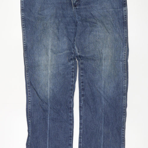 Wrangler Men's Blue 34x32 Straight Leg Regular Fit Denim Jeans