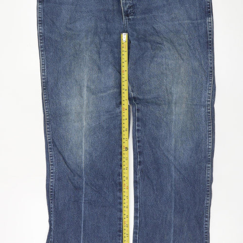 Wrangler Men's Blue 34x32 Straight Leg Regular Fit Denim Jeans
