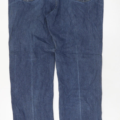 Wrangler Men's Blue 34x32 Straight Leg Regular Fit Denim Jeans