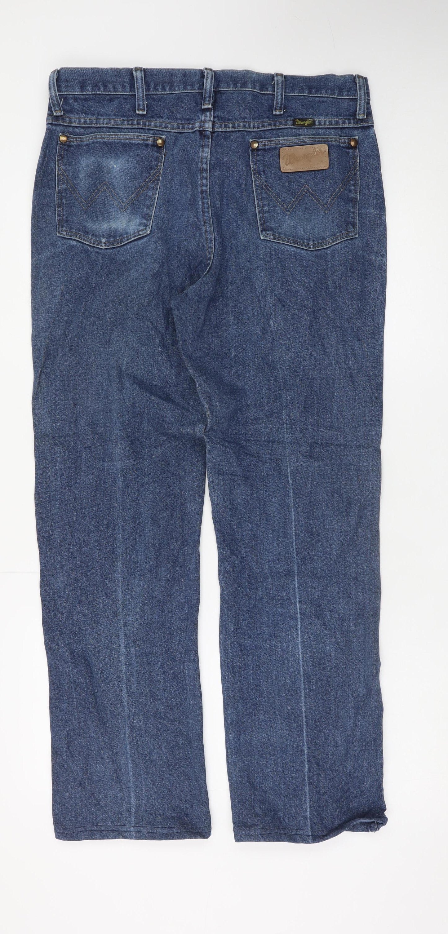 Wrangler Men's Blue 34x32 Straight Leg Regular Fit Denim Jeans