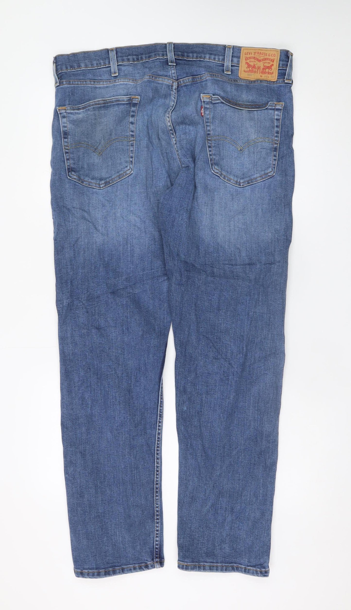Levi’s Men Blue Straight Jeans W38 L32 Cotton Blend Denim