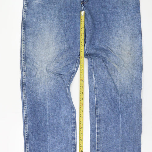 Wrangler Men's Blue Straight Leg Denim Jeans 36W 34L Regular Fit