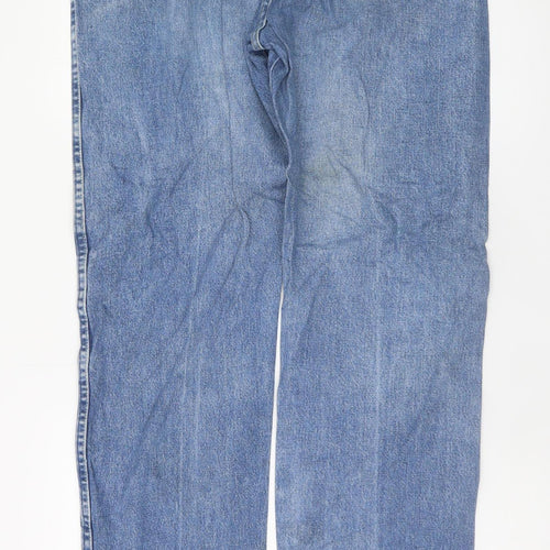 Wrangler Men's Blue Straight Leg Denim Jeans 36W 34L Regular Fit
