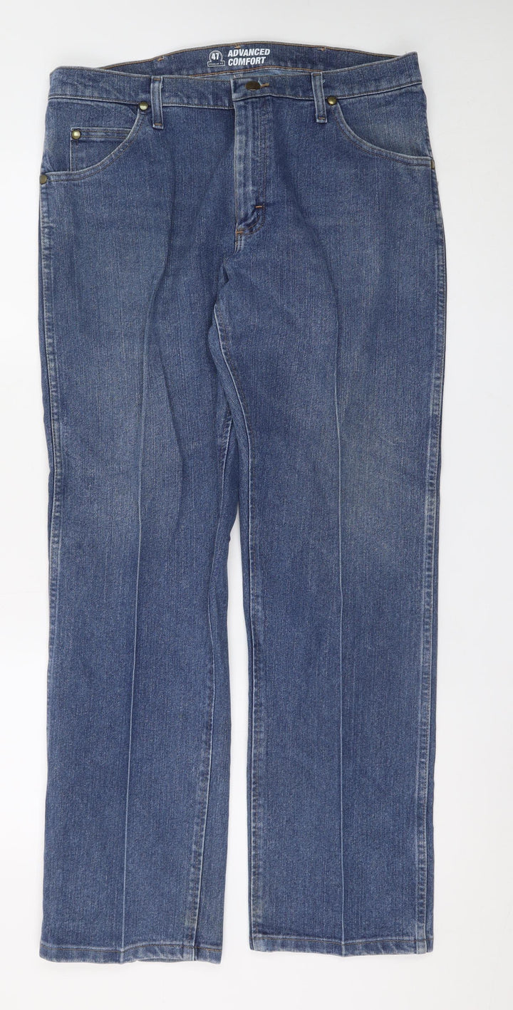 Wrangler Men's Blue Denim Straight Jeans 35x30 Classic Fit
