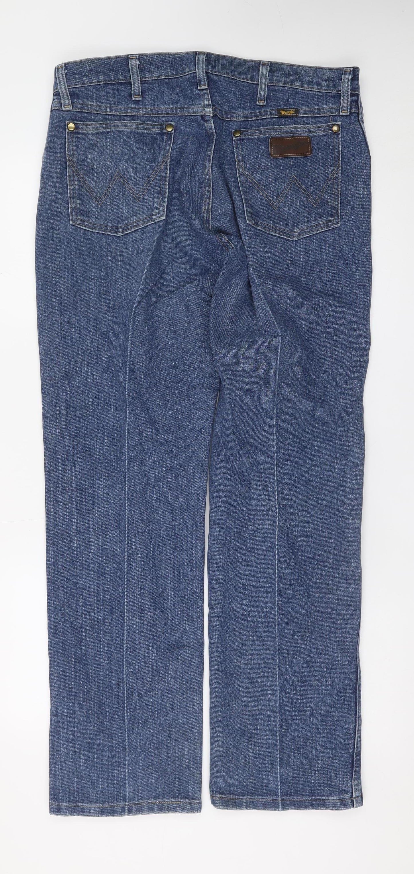 Wrangler Men's Blue Denim Straight Jeans 35x30 Classic Fit