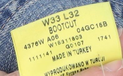 Wrangler Men's Blue Bootcut Denim Jeans W33 L32