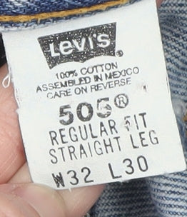 Levi's 505 Men's Blue Regular Fit Straight Leg Jeans W32 L30