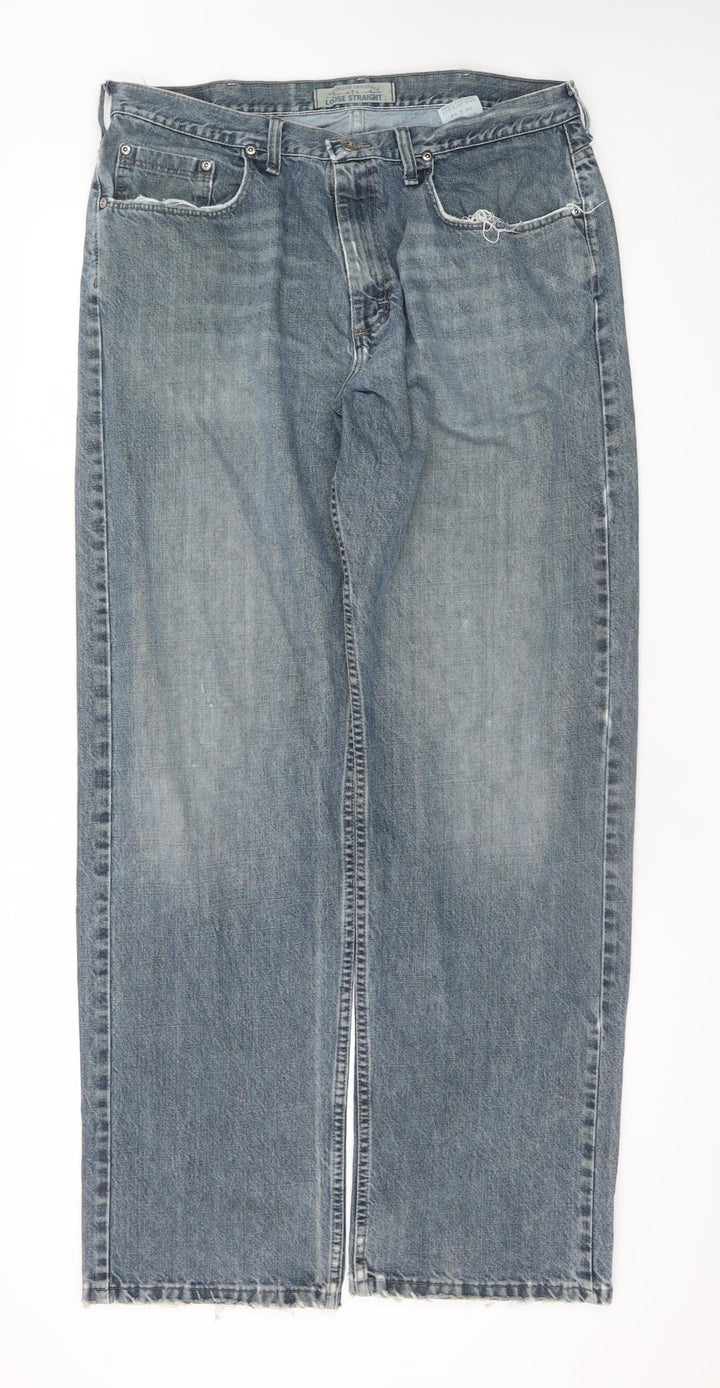 Wrangler Originals Men's Blue Loose Straight 36x34 Denim Jeans