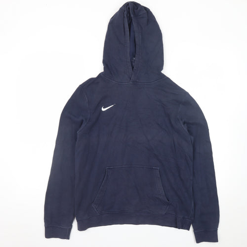 Nike Teens Blue Pullover Hoodie M Fleece Logo Sportswear